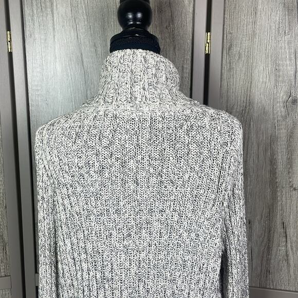 Free People Marled Ivory Twisted Cable Cropped Turtleneck Sweater women's L - Picture 7 of 12